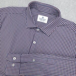 Mizzen+Main Dress‎ Shirt Men's XL Purple White Stretch Trim Fit  Button Up